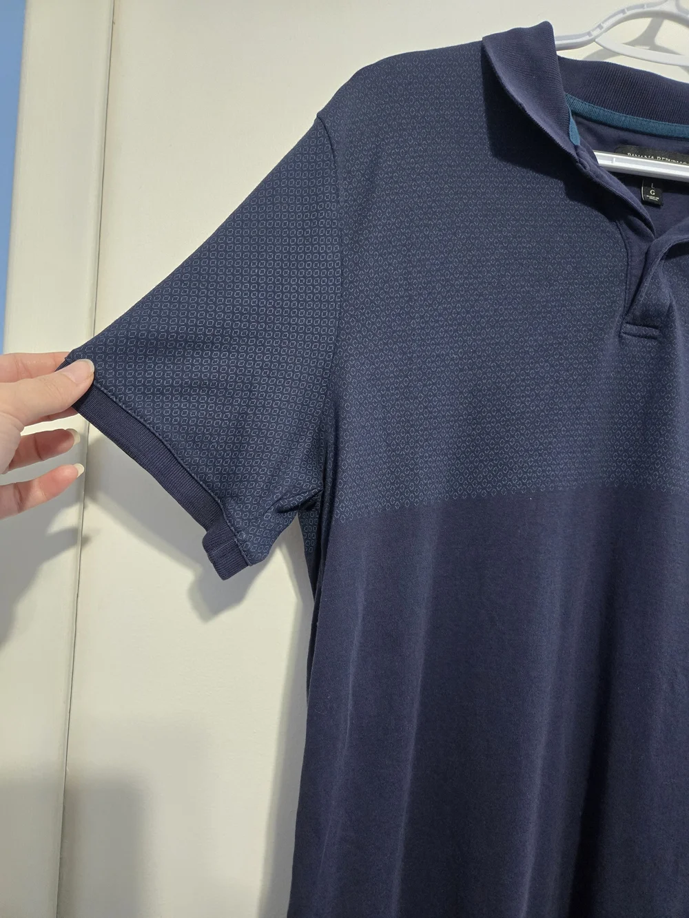 Banana Republic Dress Polo Shirt Men’s Large Blue Short Sleeve Casual Golf Shirt - Picture 3 of 4